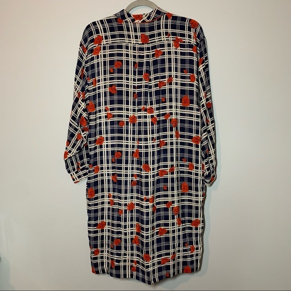 Women’s vintage Donna Enrica plaid floral printed silk t shirt dress size - Picture 7 of 8